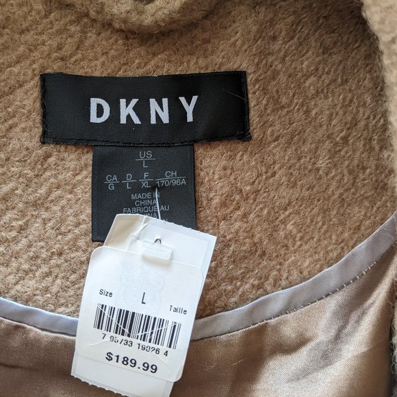 DKNY Beige Wool Boucle Coat - Size L - Picture 7 of 10